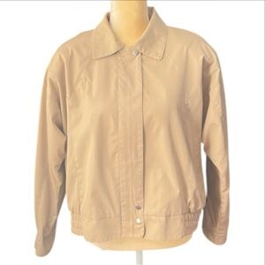 Vintage Nordstrom Town Square Tan Bomber Jacket - XS Fit Oversized